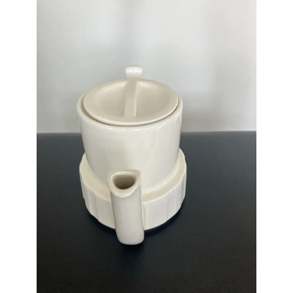 Vintage Mid Century Bauhaus WMF Porcelain Teapot, Ivory With Top, No Chips